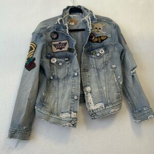 Ralph Lauren Denim & Supply Distressed Denim Jacket with Patches M $358